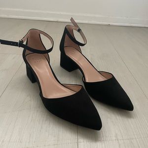 Suede closed toed heels